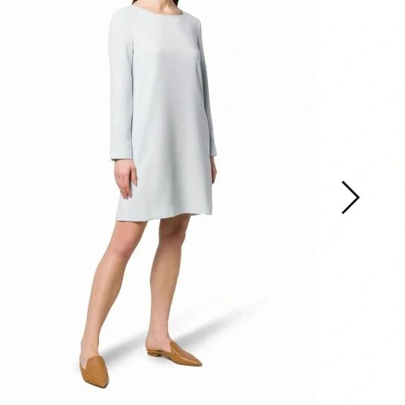 THEORY Light Gray Blue Long Sleeve Paneled Shift Dress Classic Crepe Size Small - Picture 1 of 10